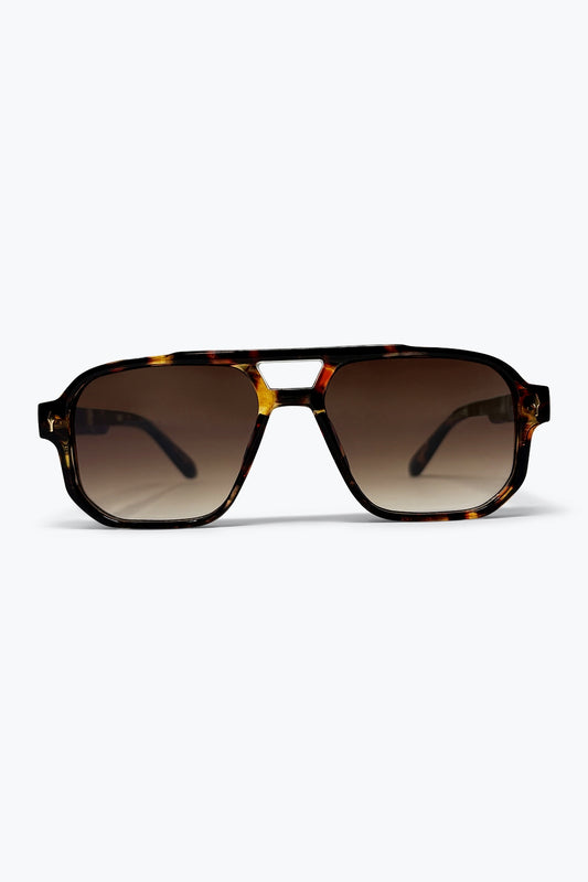 Q2 Occhiali da sole a goccia oversize con lenti sfumate in acetato a guscio di tartaruga multicolore