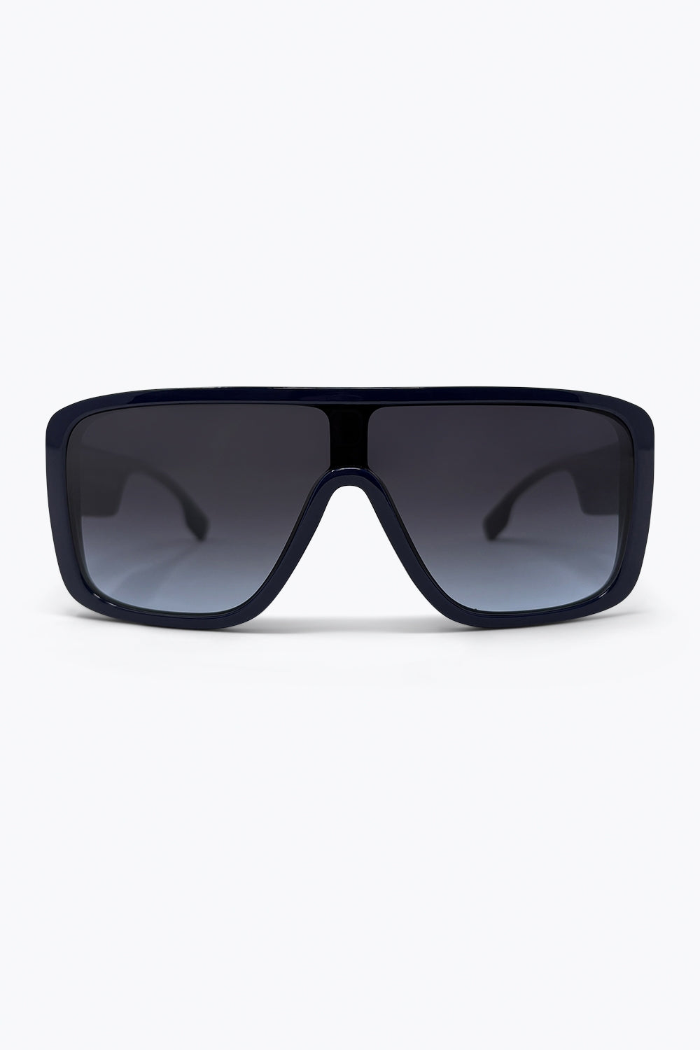 Q2 Occhiali da sole a mascherina con lenti sfumate e montatura quadrata oversize blu navy