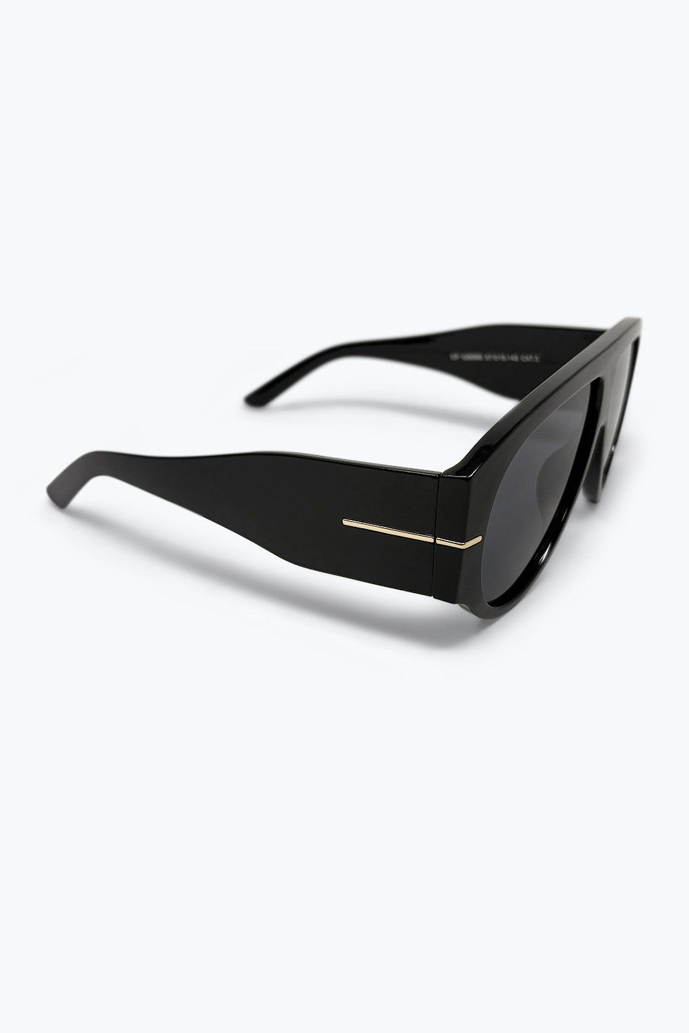 Occhiali da Sole Aviator con Montatura a Scudo Oversize Nera e Rifiniture in Oro