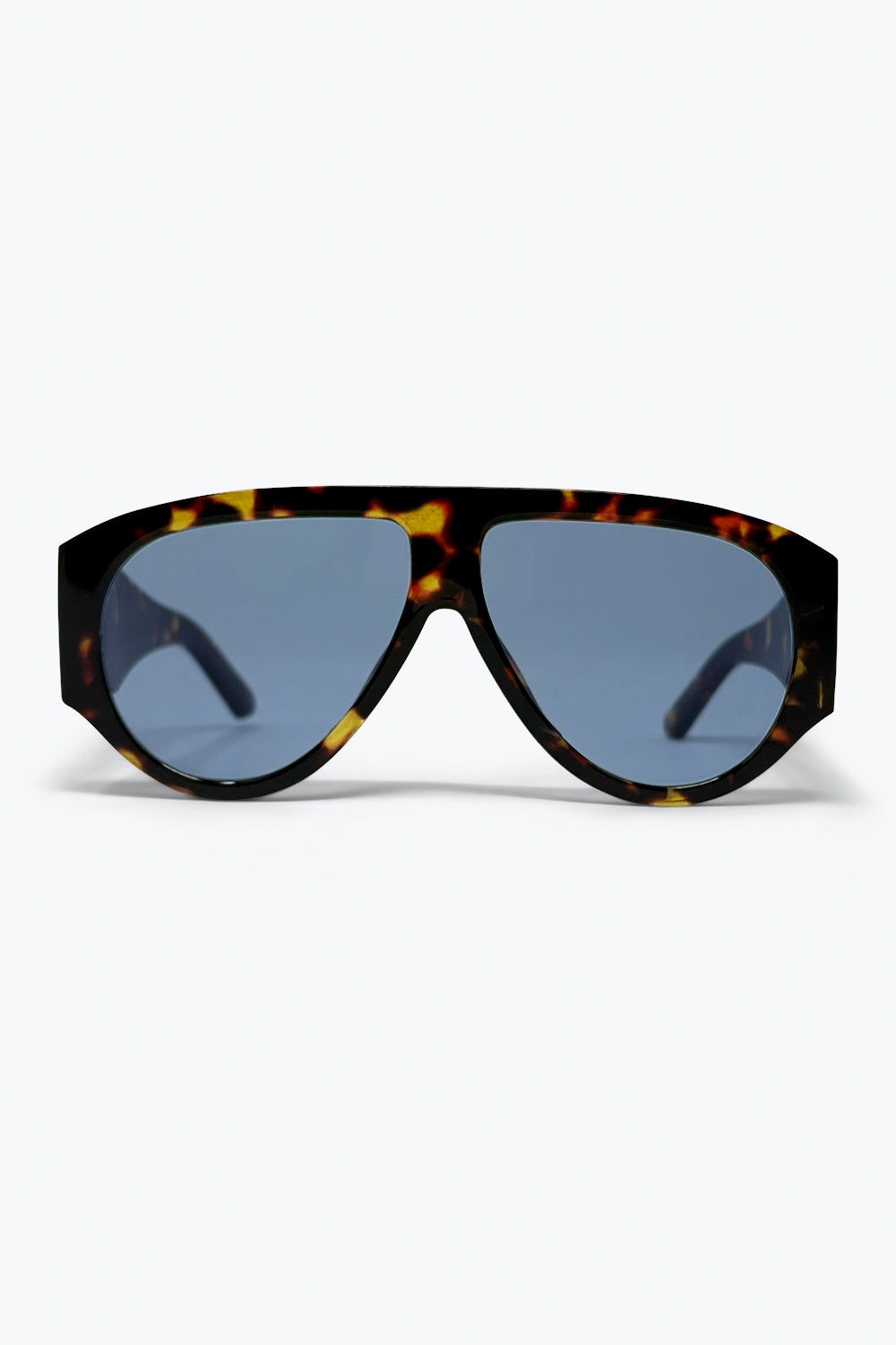 Q2 Occhiali da sole aviator con montatura tartarugata e lenti blu