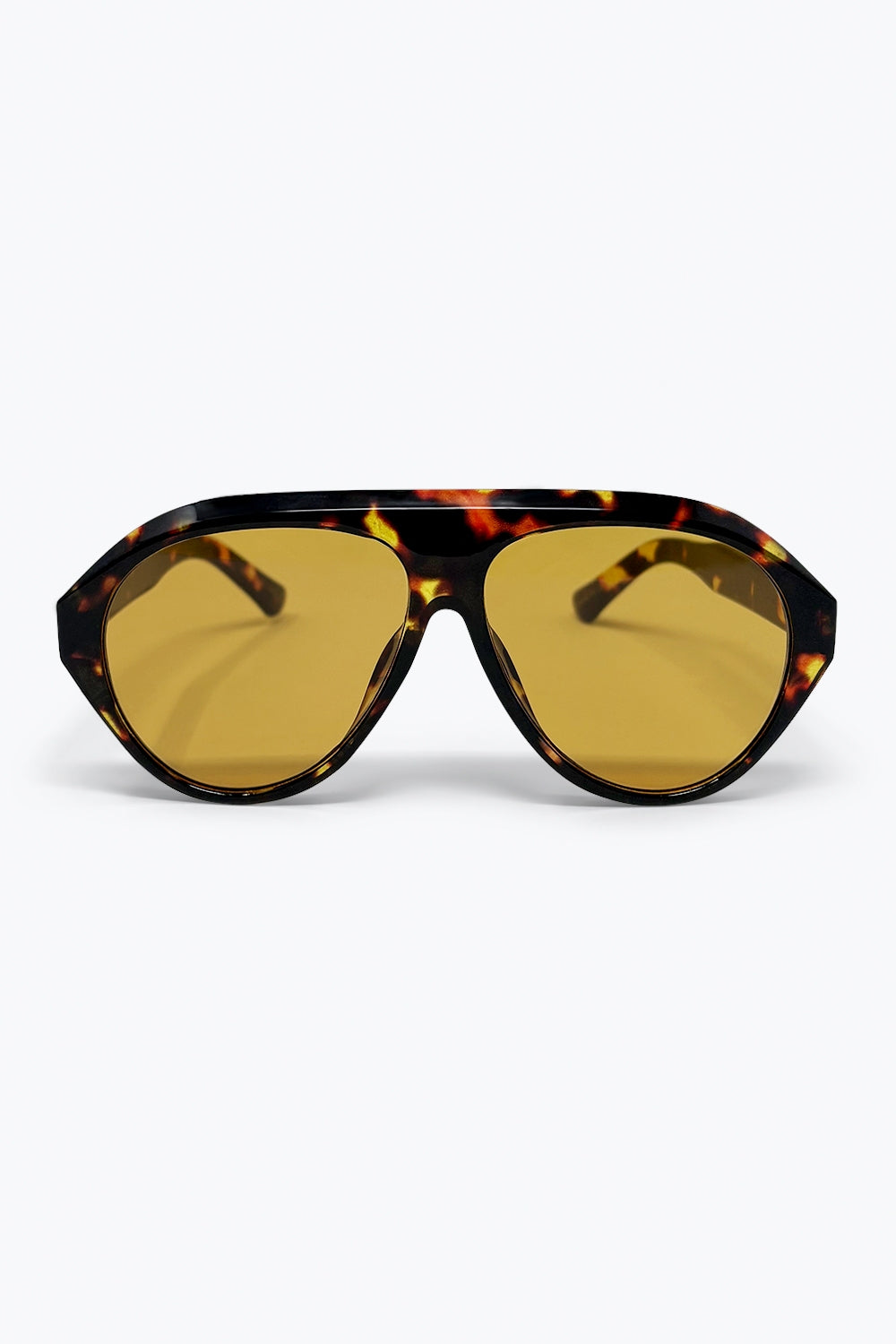 Q2 Occhiali da sole aviator marrone tartaruga con lenti ambrate