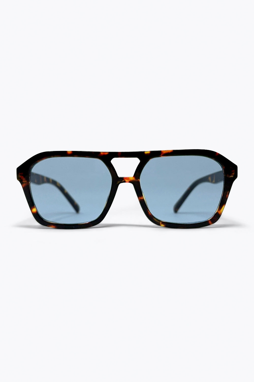 Q2 Occhiali da sole aviator marrone tartaruga con lenti blu