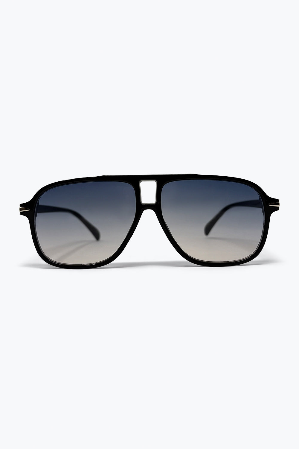 Q2 Occhiali da sole Aviator Oversize con doppio ponte e lente nera sfumata