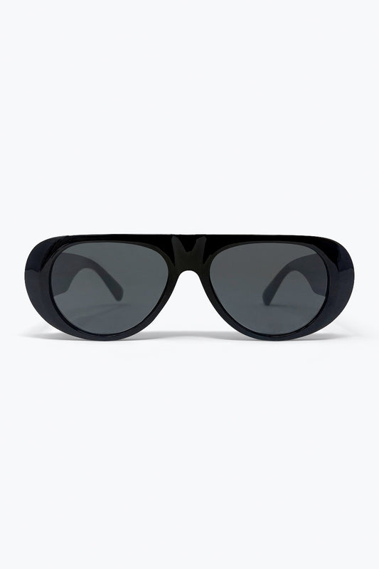 Q2 Occhiali da sole aviator oversize neri con lenti scure