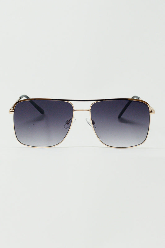 Q2 Occhiali da sole Aviator Vintage con bordo dorato