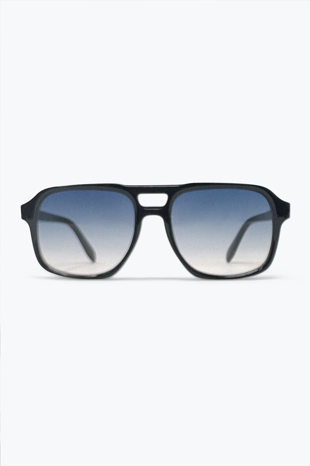 Q2 Occhiali da sole classici aviator con lenti nere sfumate e montatura quadrata