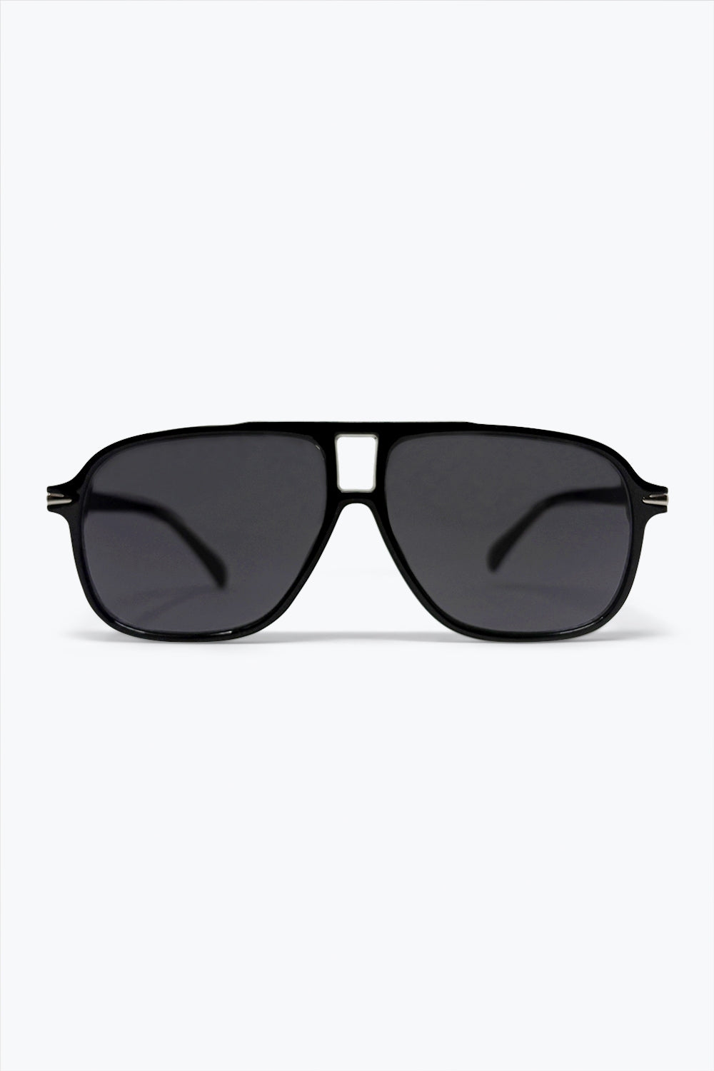 Q2 Occhiali da sole classici aviator con montatura quadrata oversize nera