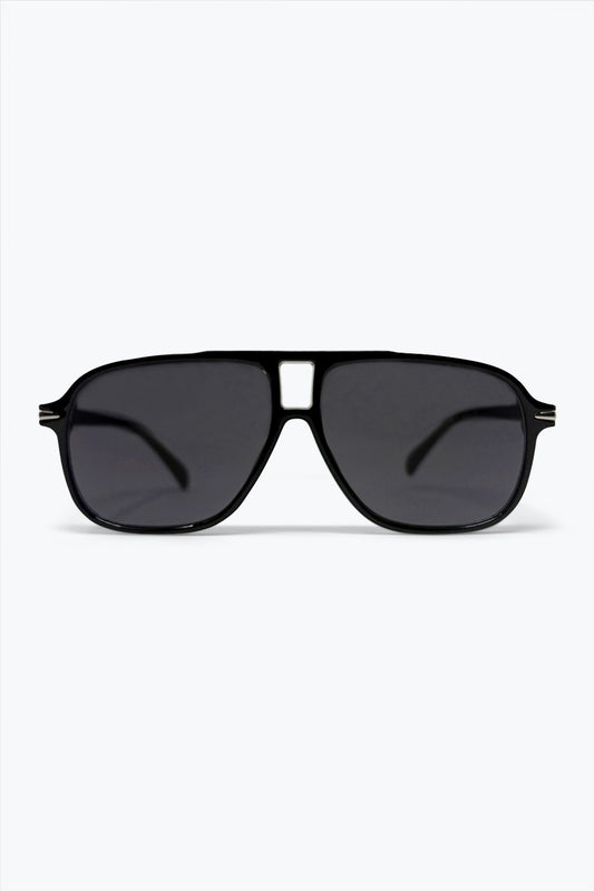 Q2 Occhiali da sole classici aviator con montatura quadrata oversize nera
