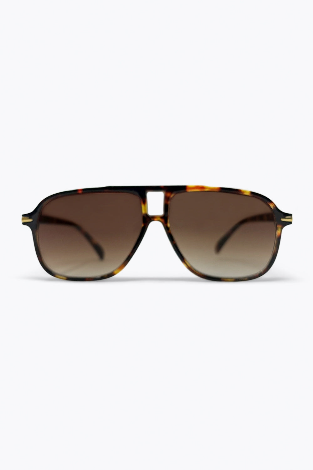 Q2 Occhiali da sole con lenti sfumate e montatura aviator in fantasia tartarugata multicolore