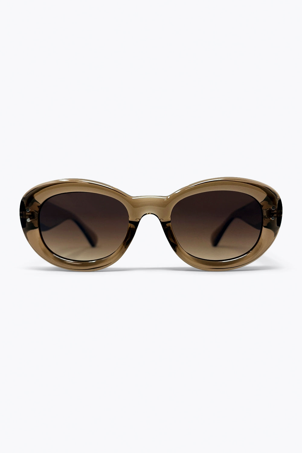 Q2 Occhiali da sole con lenti sfumate in acetato traslucido con montatura ovale marrone