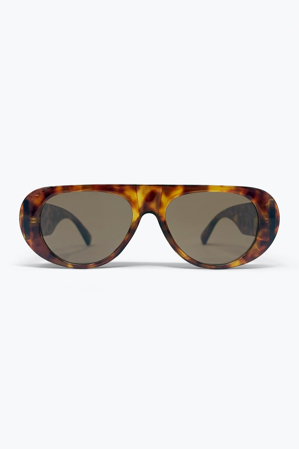 Q2 Occhiali da sole con montatura oversize in tartaruga marrone per donna