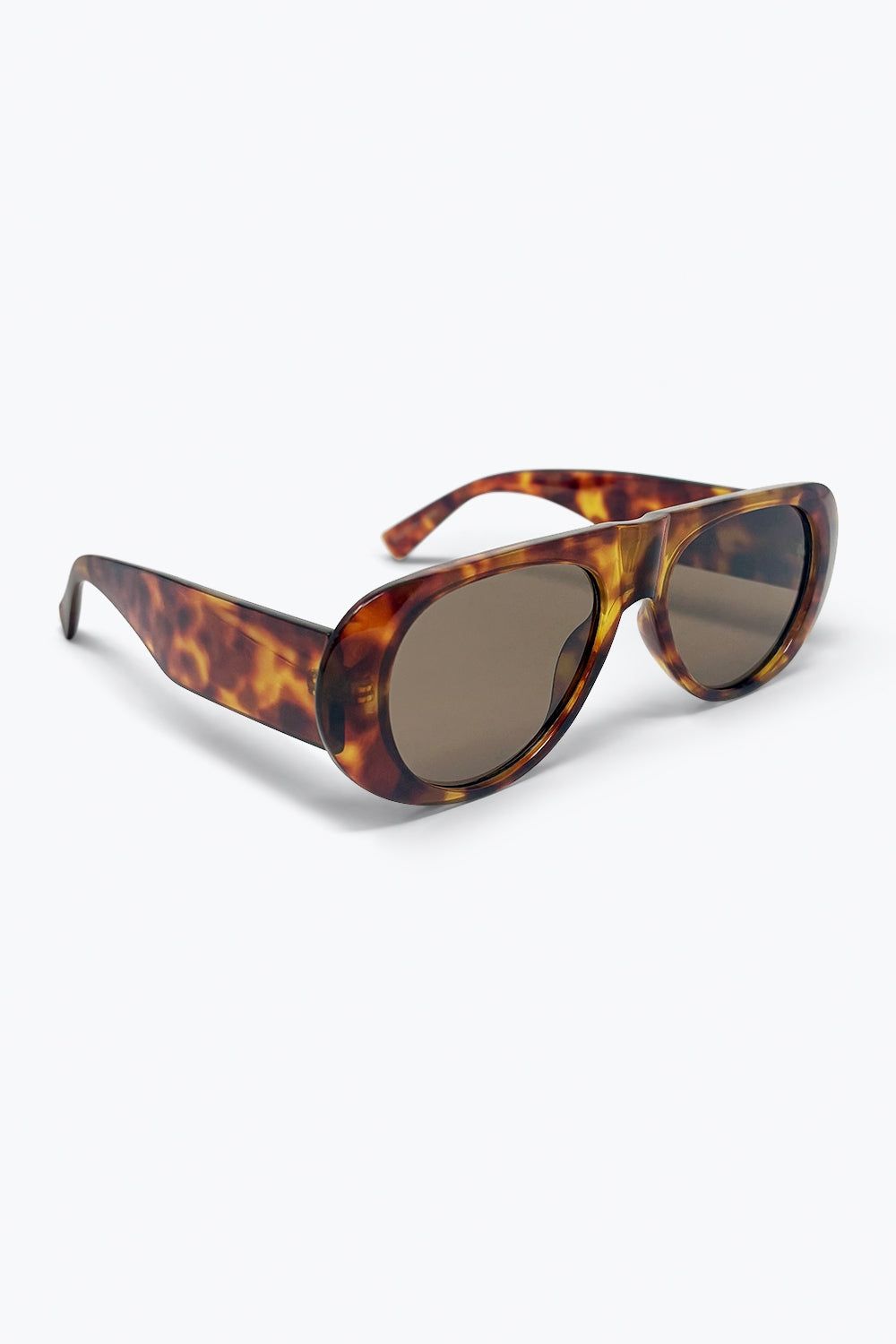 Occhiali da sole con montatura oversize in tartaruga marrone per donna