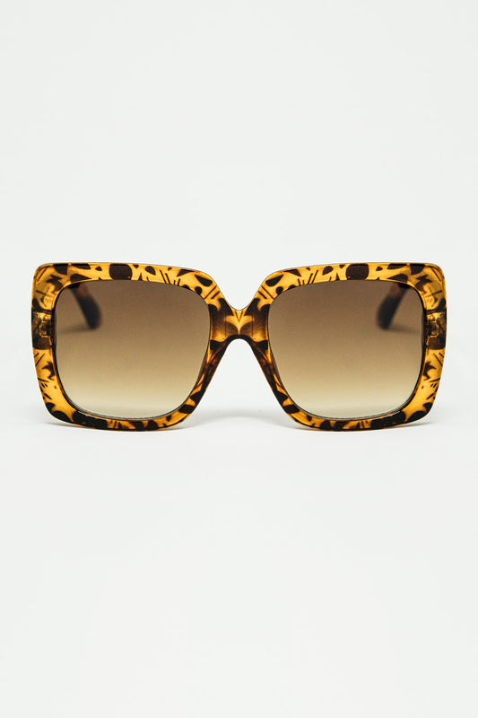 Q2 occhiali da sole con montatura quadrata a stampa animalier