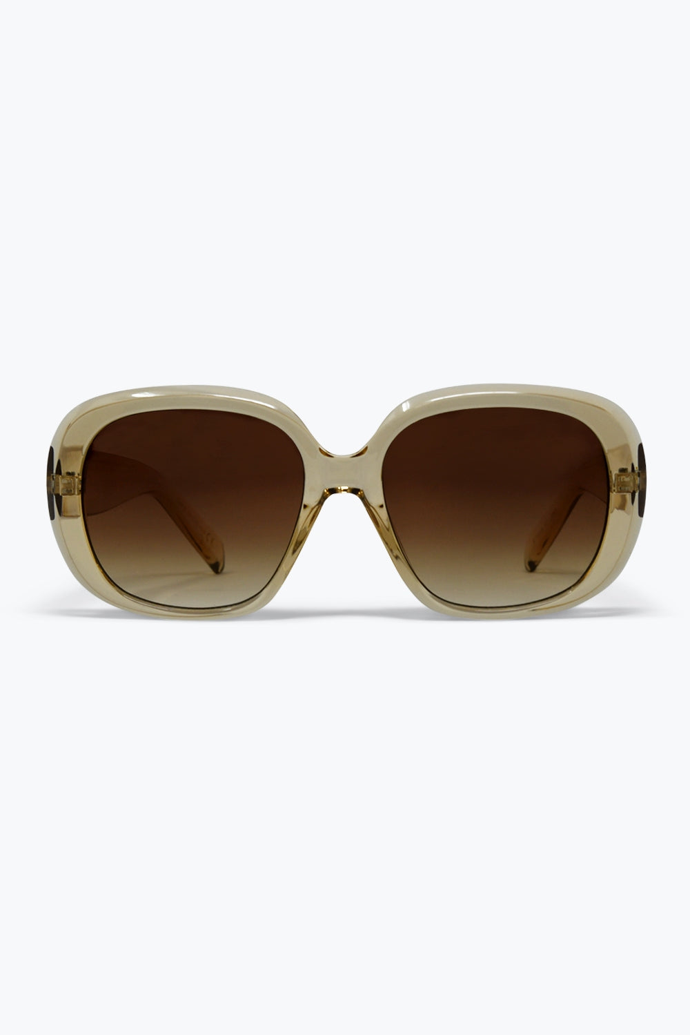 Q2 Occhiali da sole con montatura quadrata oversize beige con lenti sfumate