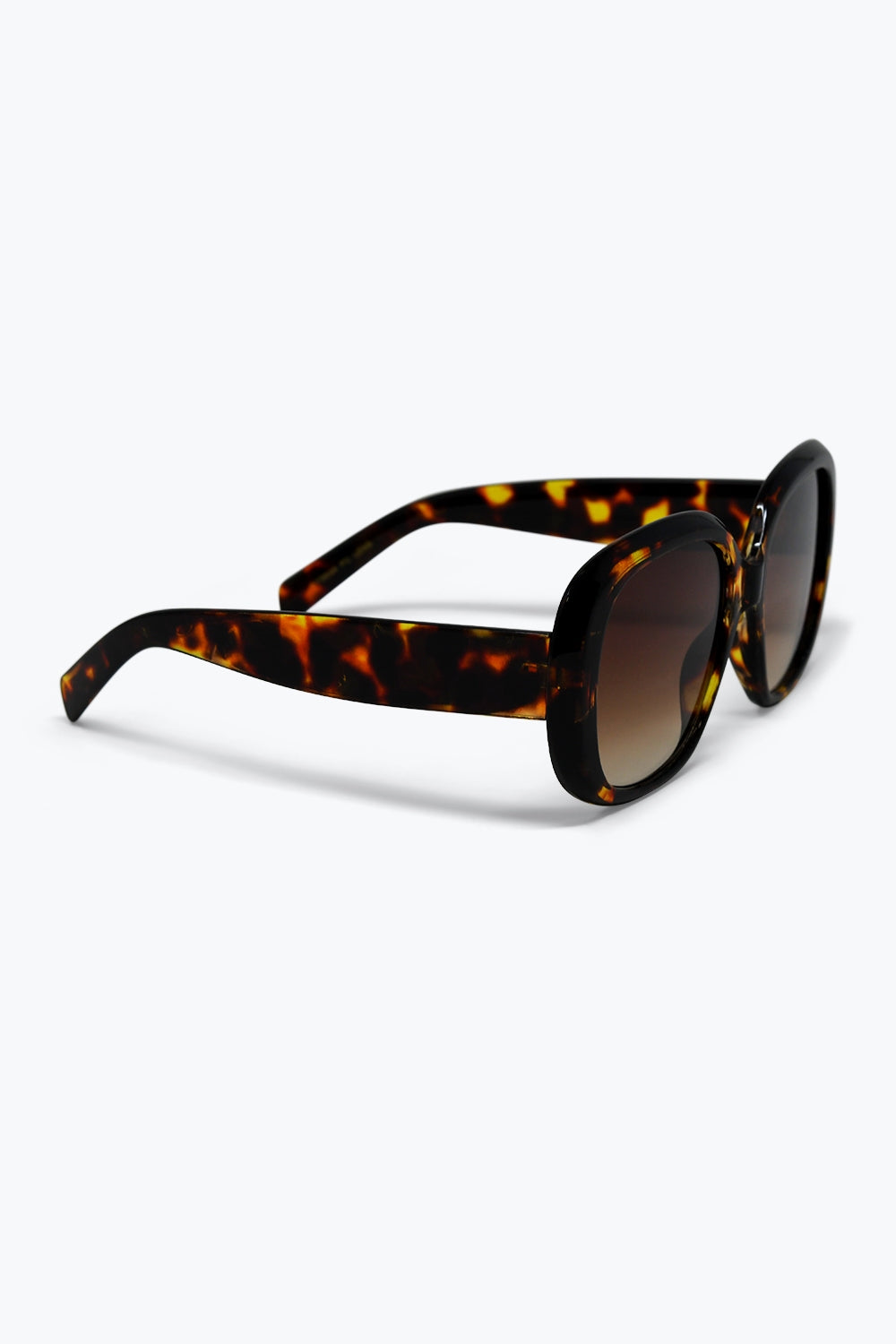 Occhiali da Sole con Montatura Quadrata Oversize in Acrilico Marrone Tartarugato
