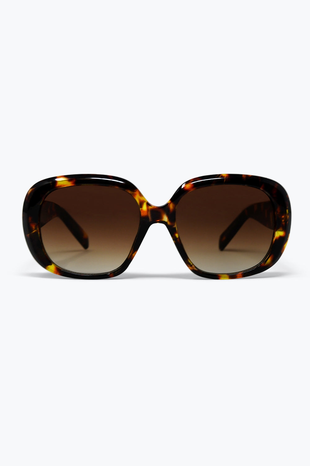 Q2 Occhiali da Sole con Montatura Quadrata Oversize in Acrilico Marrone Tartarugato