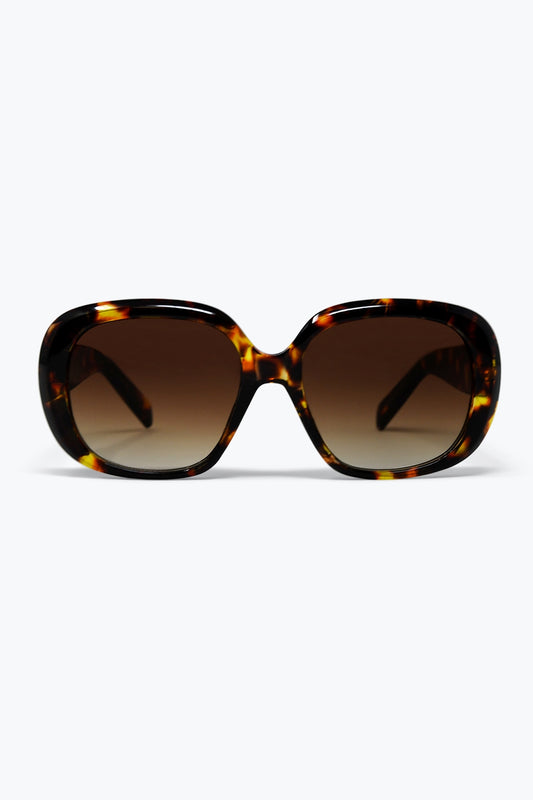 Q2 Occhiali da Sole con Montatura Quadrata Oversize in Acrilico Marrone Tartarugato