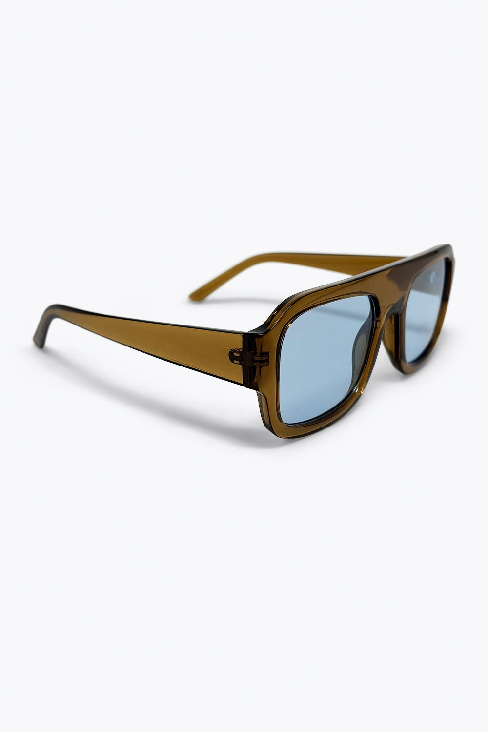Occhiali da sole con montatura quadrata oversize marrone oliva