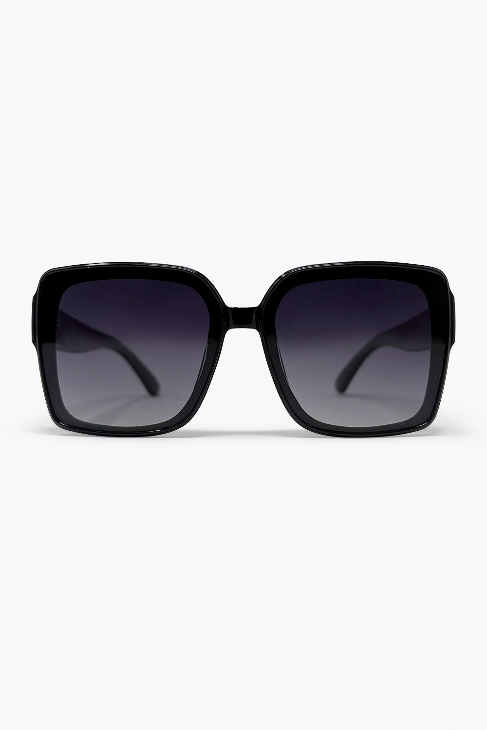 Q2 Occhiali da sole con montatura quadrata oversize nera e lenti sfumate