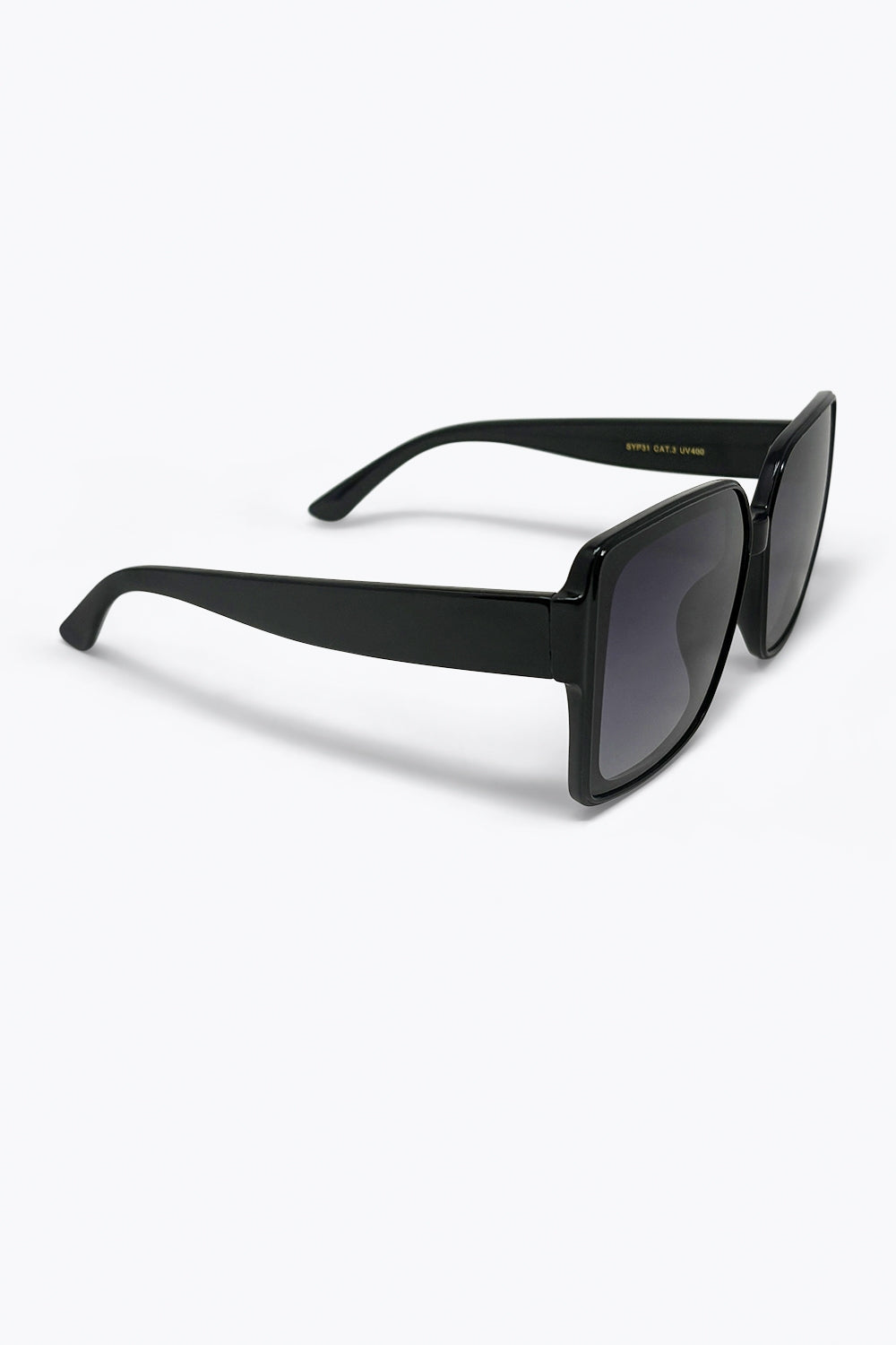 Occhiali da sole con montatura quadrata oversize nera e lenti sfumate