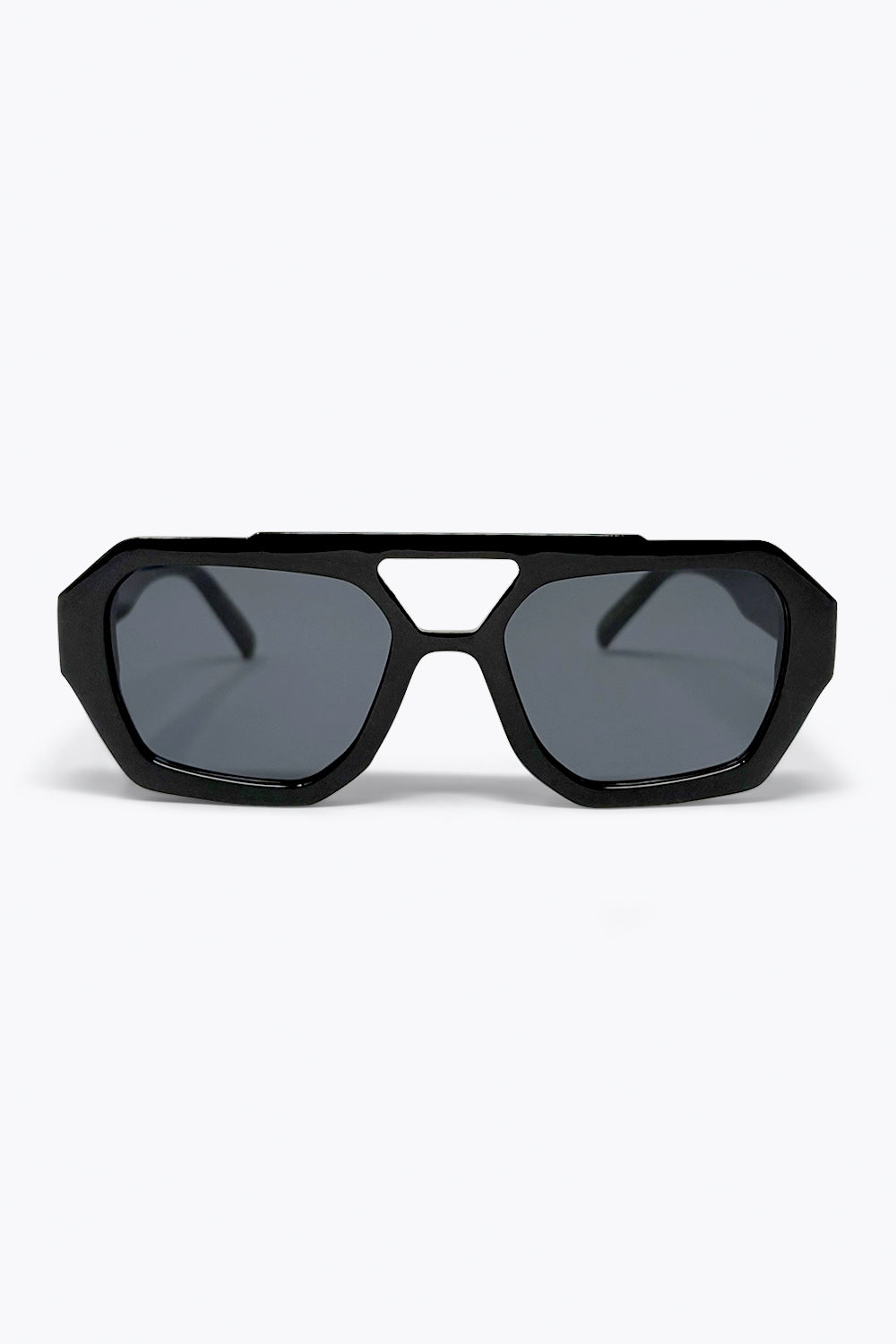 Q2 Occhiali da sole moda con montatura geometrica nera per donne