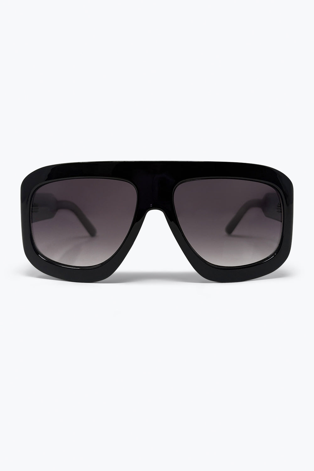 Q2 Occhiali da sole neri con montatura quadrata oversize e lenti sfumate