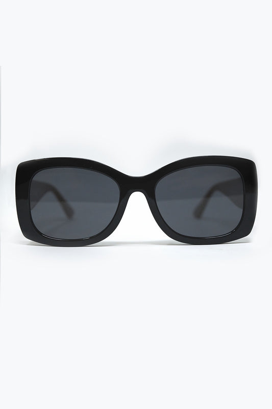 Q2 Occhiali da sole ovali oversize neri in acetato