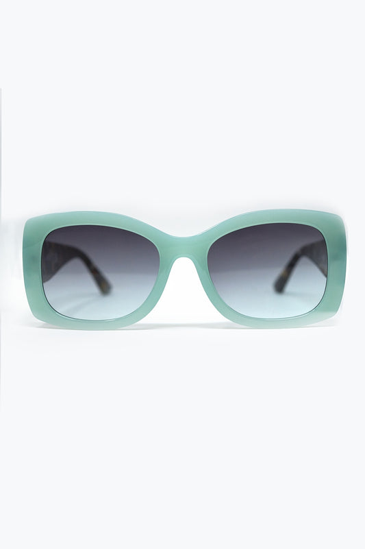 Q2 Occhiali da sole ovali oversize verde menta in acetato