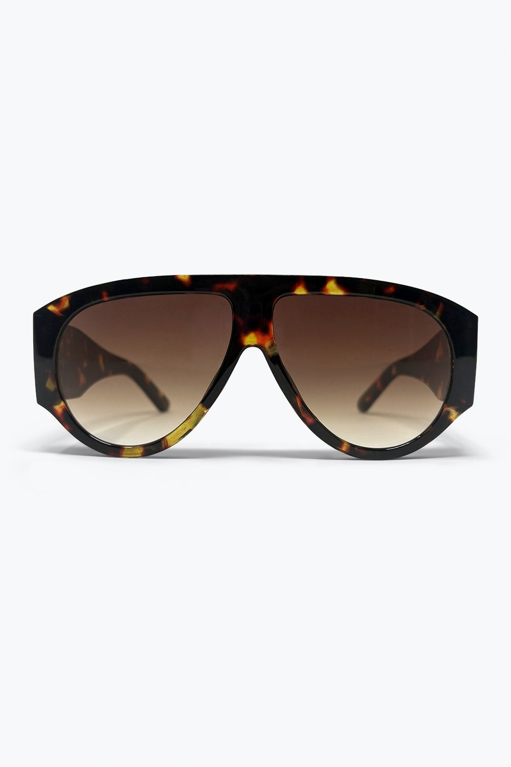 Q2 Occhiali da sole oversize a scudo tartarugati con lente sfumata
