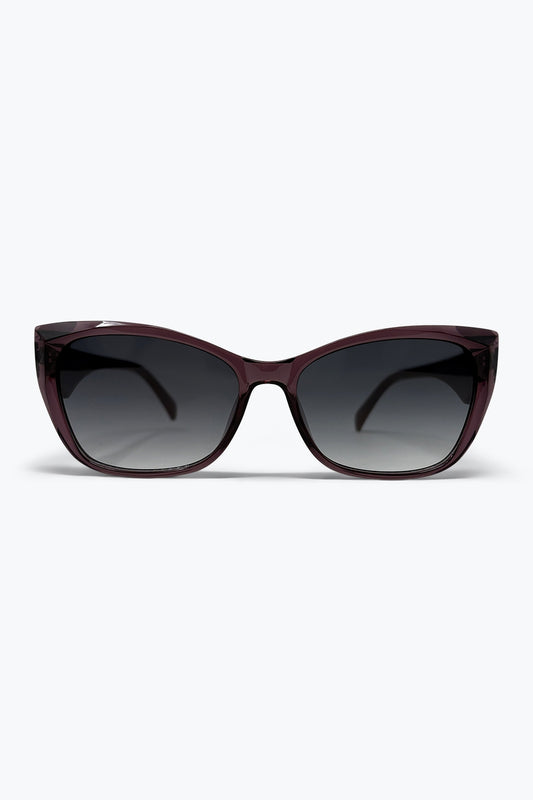 Q2 Occhiali da sole oversize con montatura a occhio di gatto e lenti sfumate bordeaux