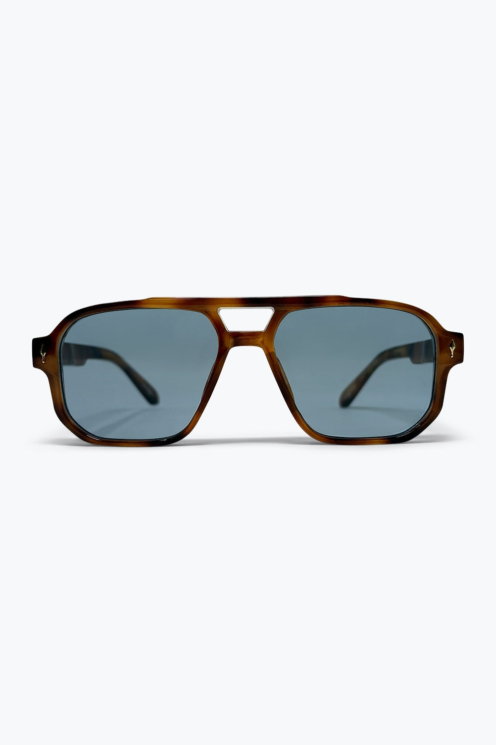 Q2 Occhiali da sole oversize con montatura aviator in acetato tartarugato marrone