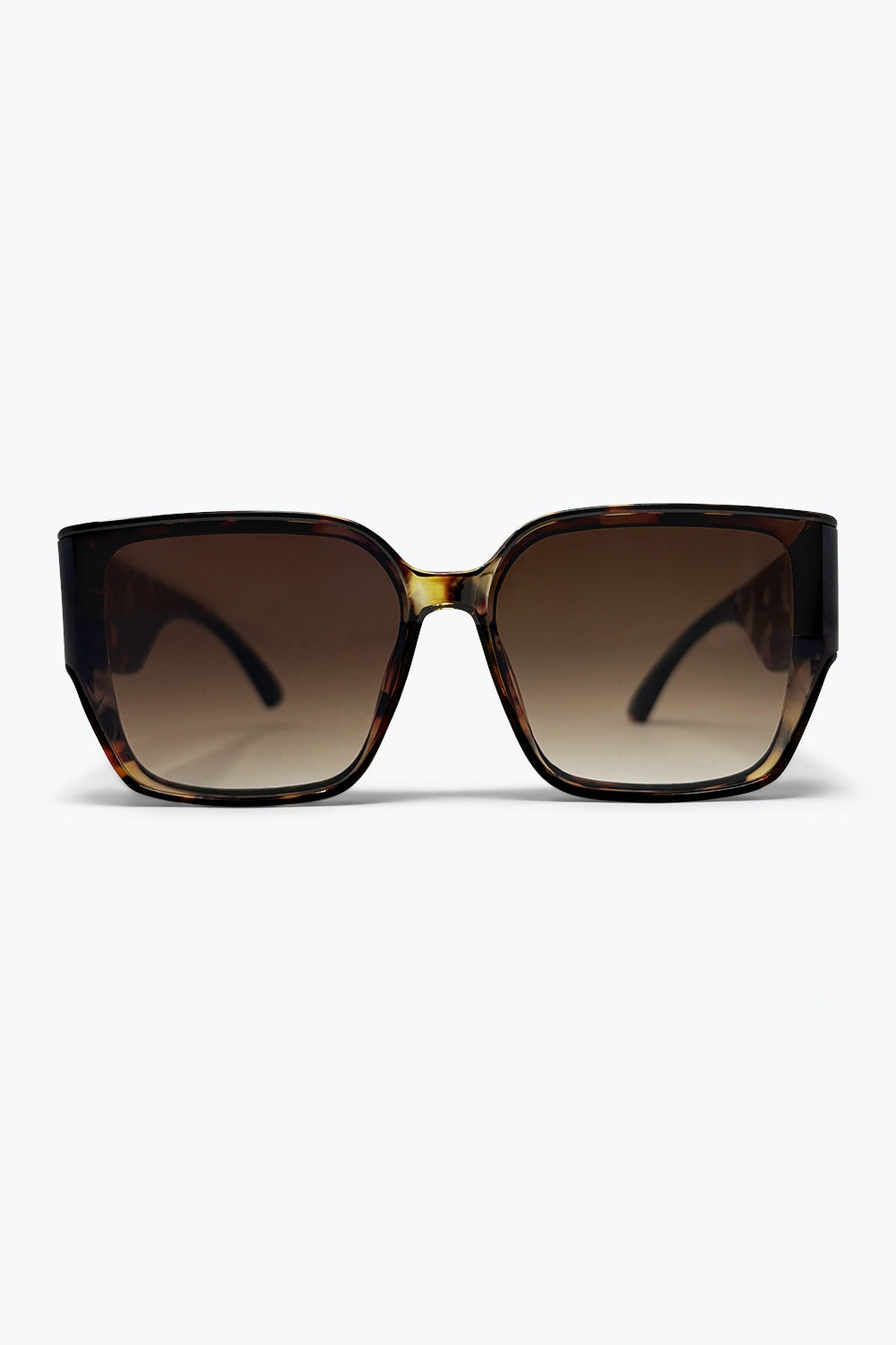 Q2 Occhiali da sole oversize con montatura quadrata a effetto tartarugato marrone e lenti sfumate
