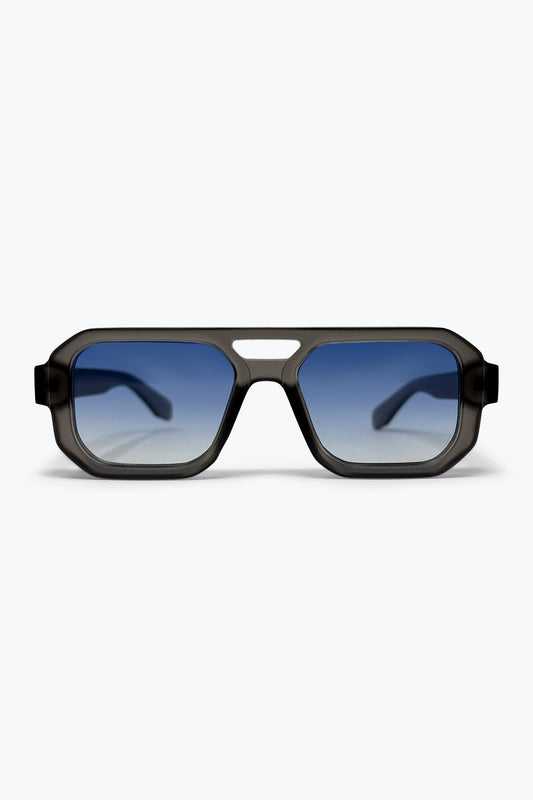 Q2 Occhiali da sole oversize con montatura quadrata a gradiente nero e bordo spesso