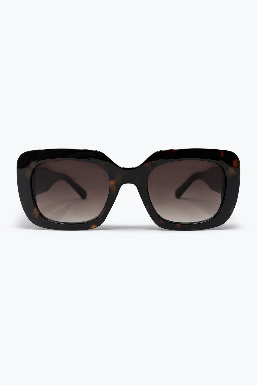 Q2 Occhiali da sole oversize con montatura quadrata in acetato nero tartarugato