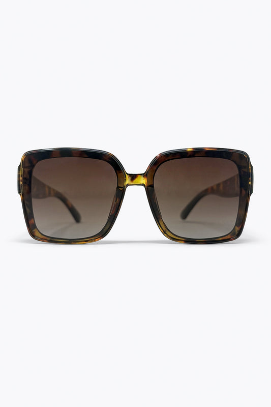 Q2 Occhiali da sole oversize con montatura quadrata in acetato tartarugato multicolore