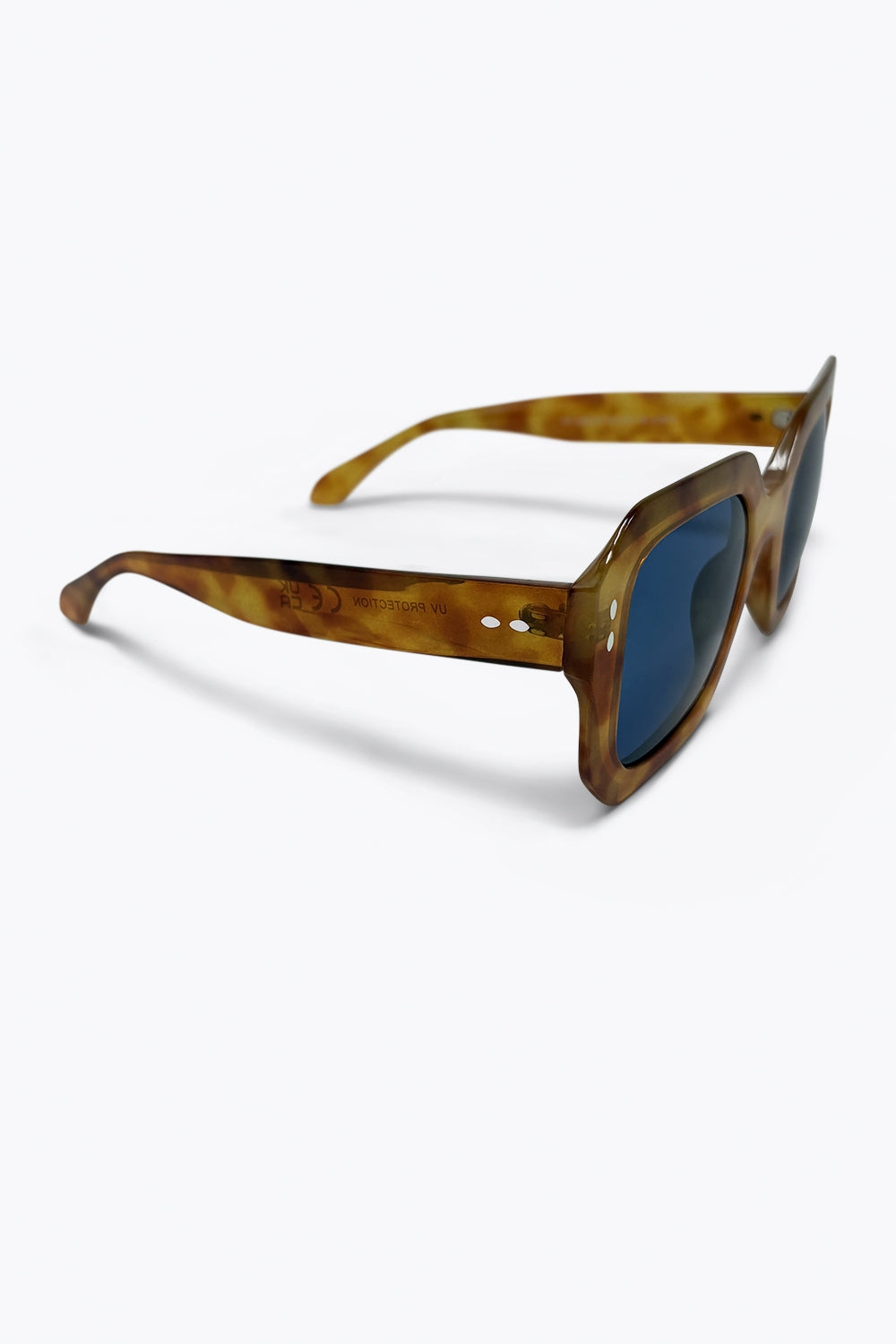 Occhiali da sole oversize con montatura quadrata in tartaruga marrone e lenti blu
