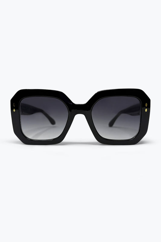 Q2 Occhiali da Sole Oversize con Montatura Spessa Quadrata con Lenti Nere a Gradiente