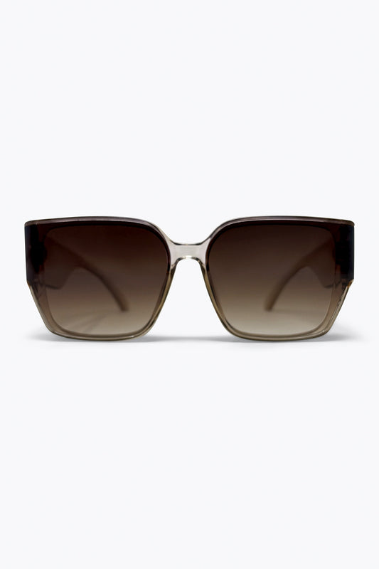 Q2 Occhiali da sole oversize in acetato con montatura quadrata sfumata marrone