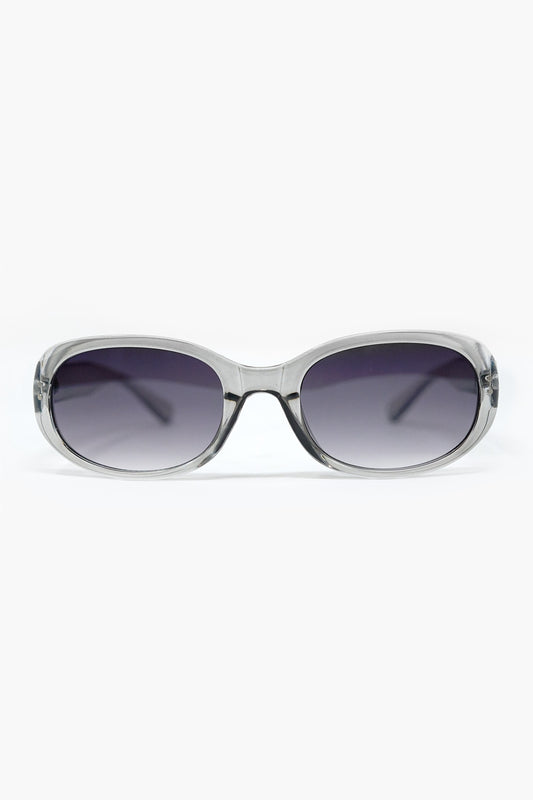 Q2 Occhiali da sole oversize ovali in acrilico grigio