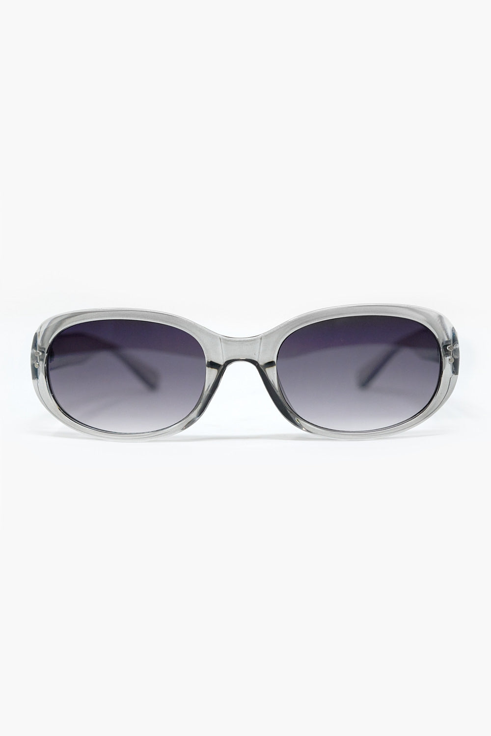 Q2 Occhiali da sole oversize ovali in acrilico grigio