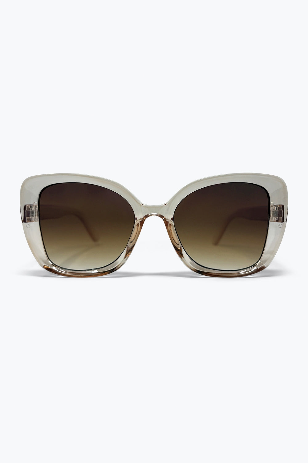 Q2 Occhiali da sole quadrati oversize con lenti sfumate in acetato trasparente beige