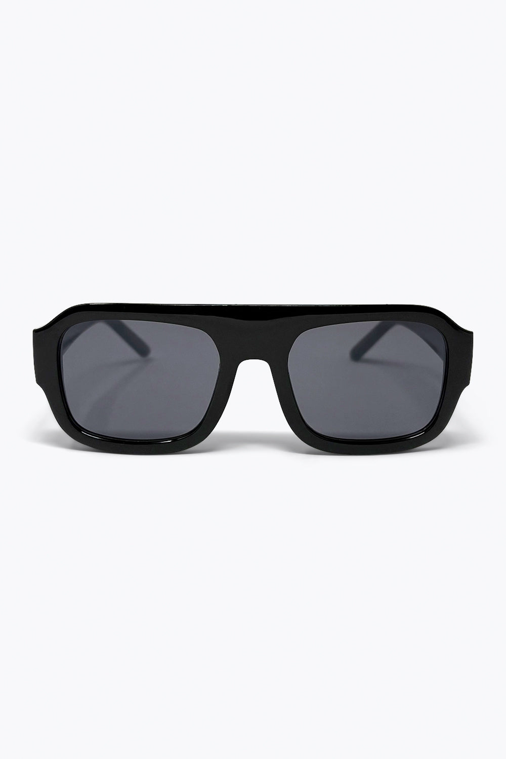 Q2 Occhiali da sole rettangolari oversize neri con lenti scure