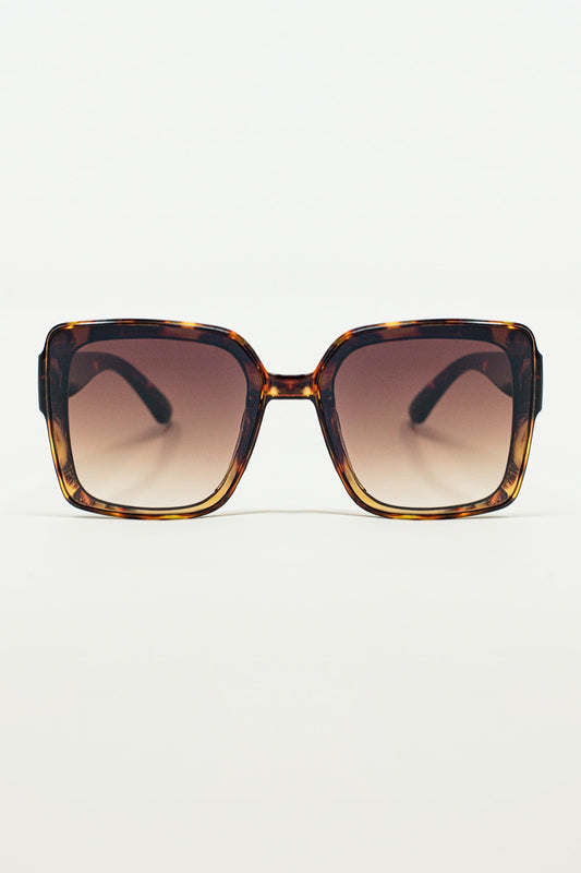 Q2 Occhiali da sole squadrati oversize Cat Eye in marrone