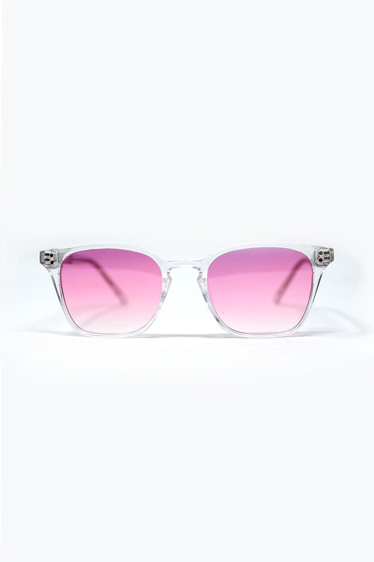 Q2 Occhiali da sole trasparenti con lenti rosa sfumate