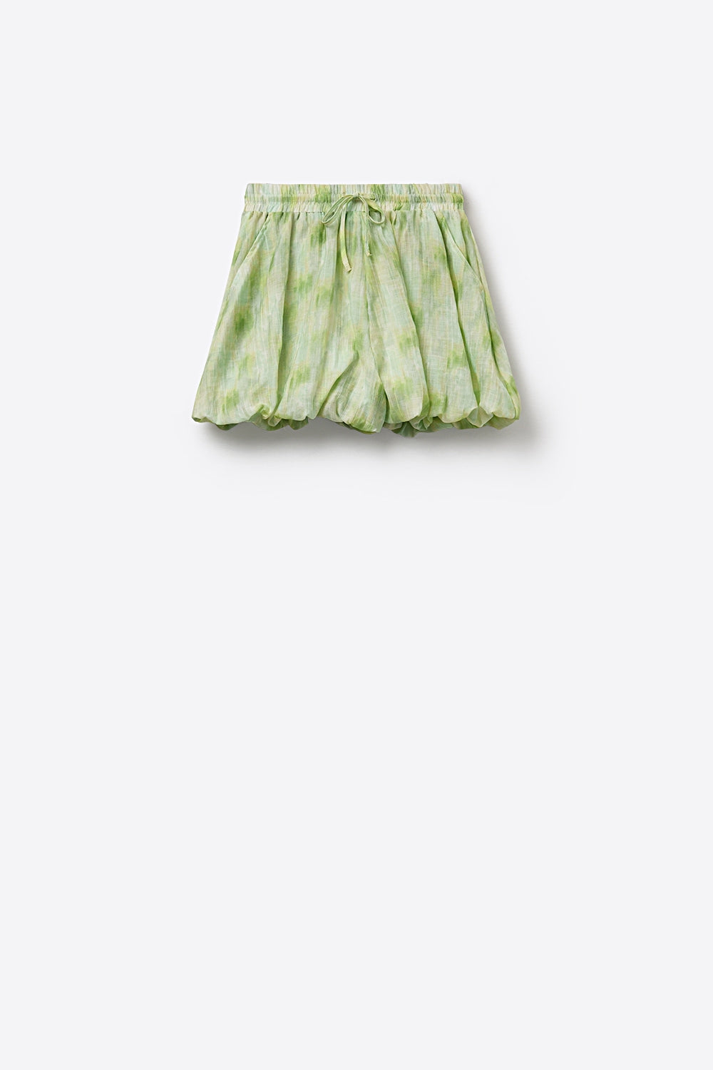 Pantaloncini Bubble Tie-Dye con vita elastica e coulisse in colore lime