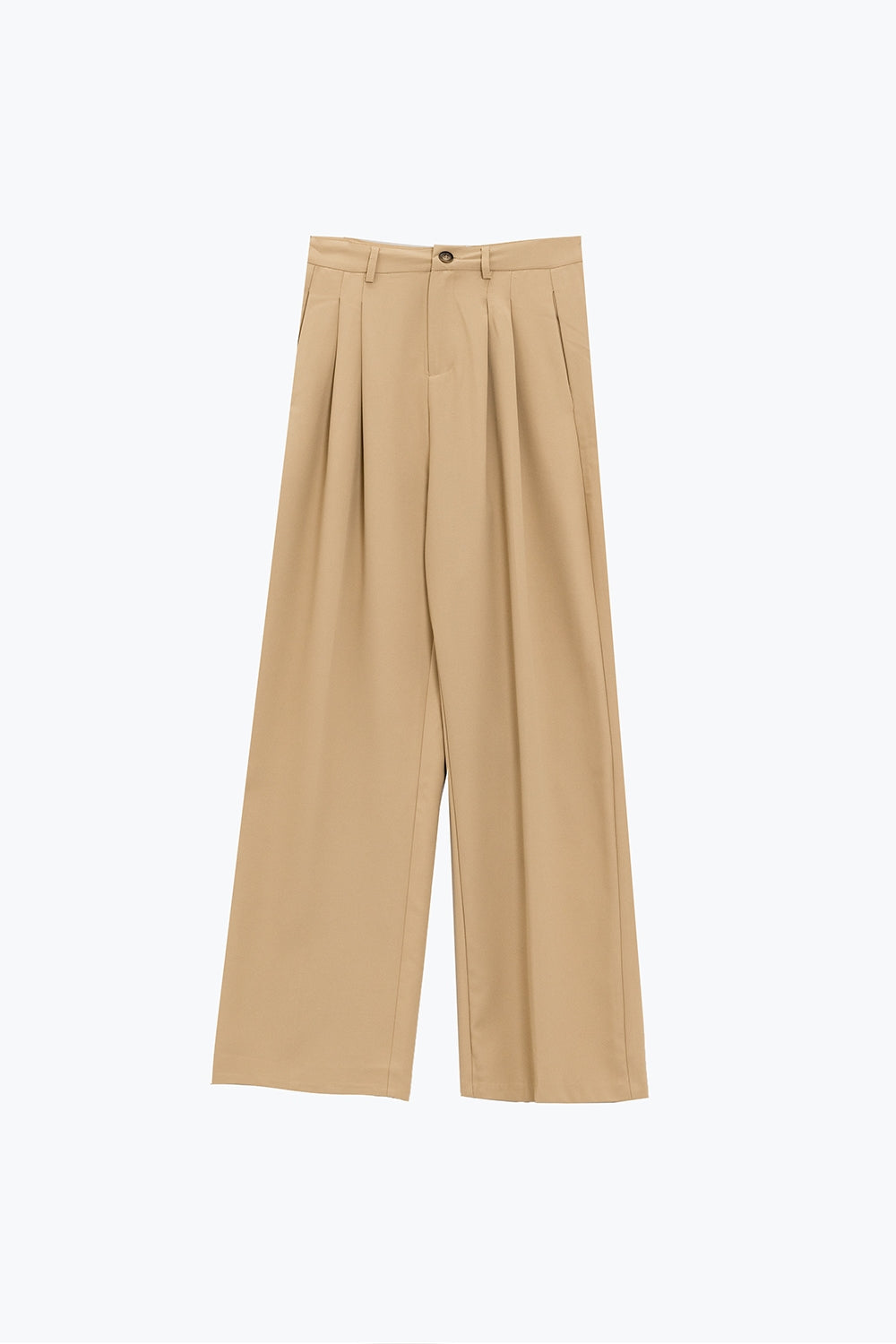 Pantaloni a gamba dritta con tasche laterali e pinces in Beige