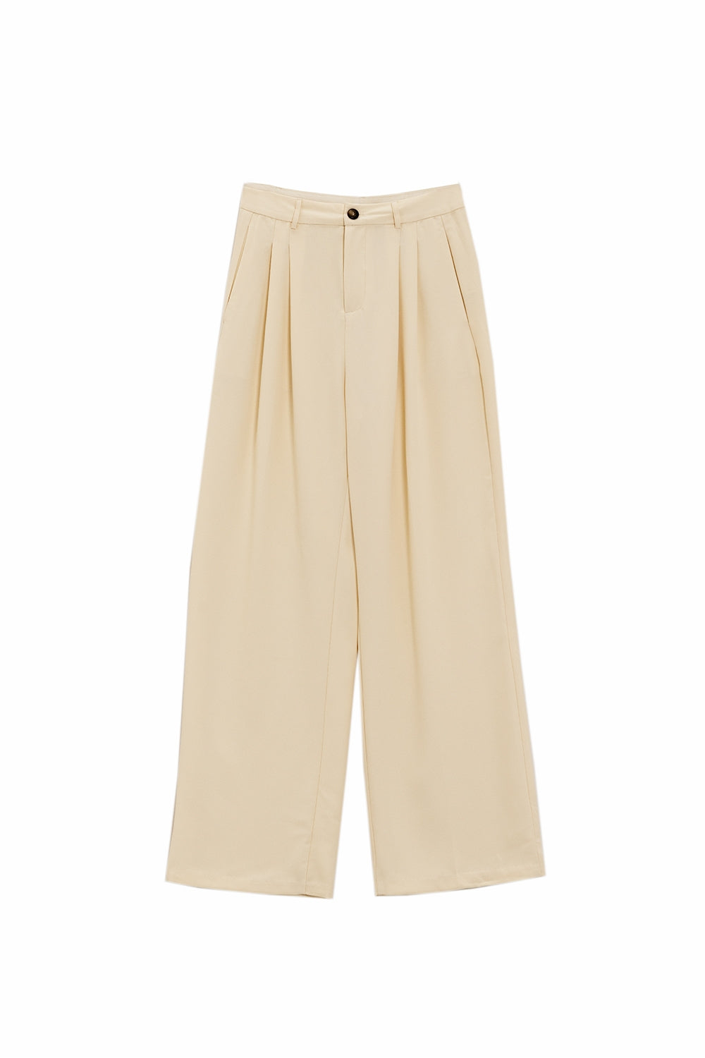 Pantaloni a gamba dritta con tasche laterali e pinces in crema