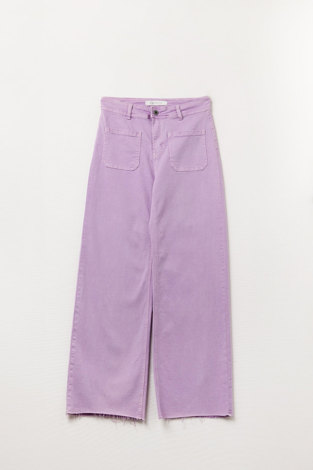 Pantaloni a Gamba Dritta Lilla con Tasche Frontali