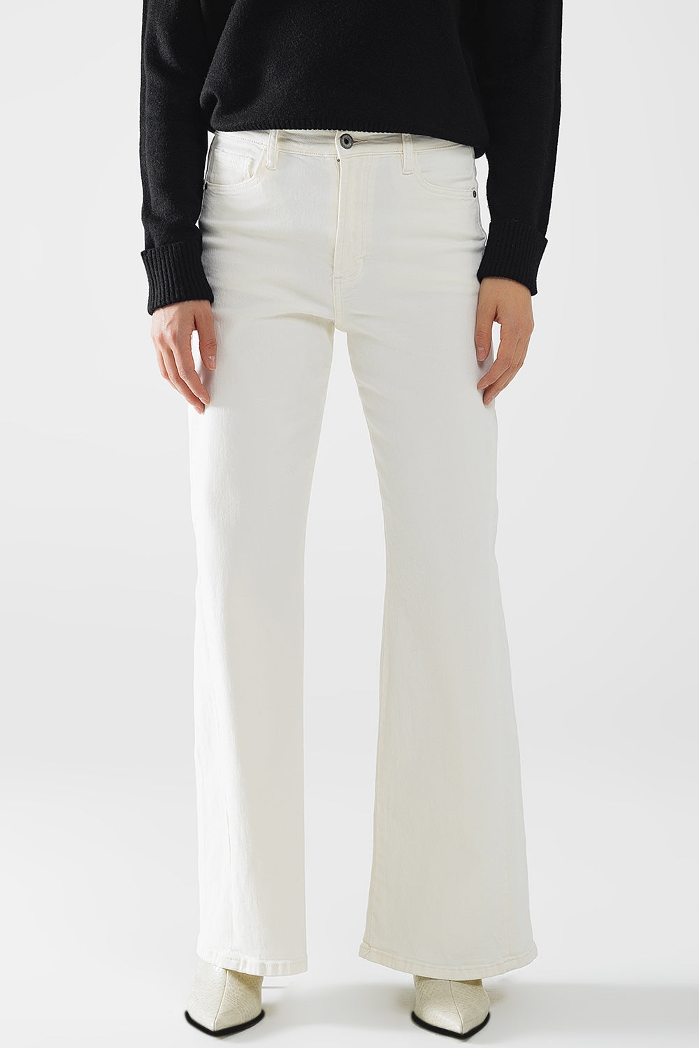 Q2 Pantaloni a gamba extra larga color crema