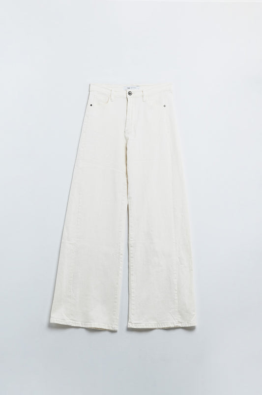 Pantaloni a gamba extra larga color crema